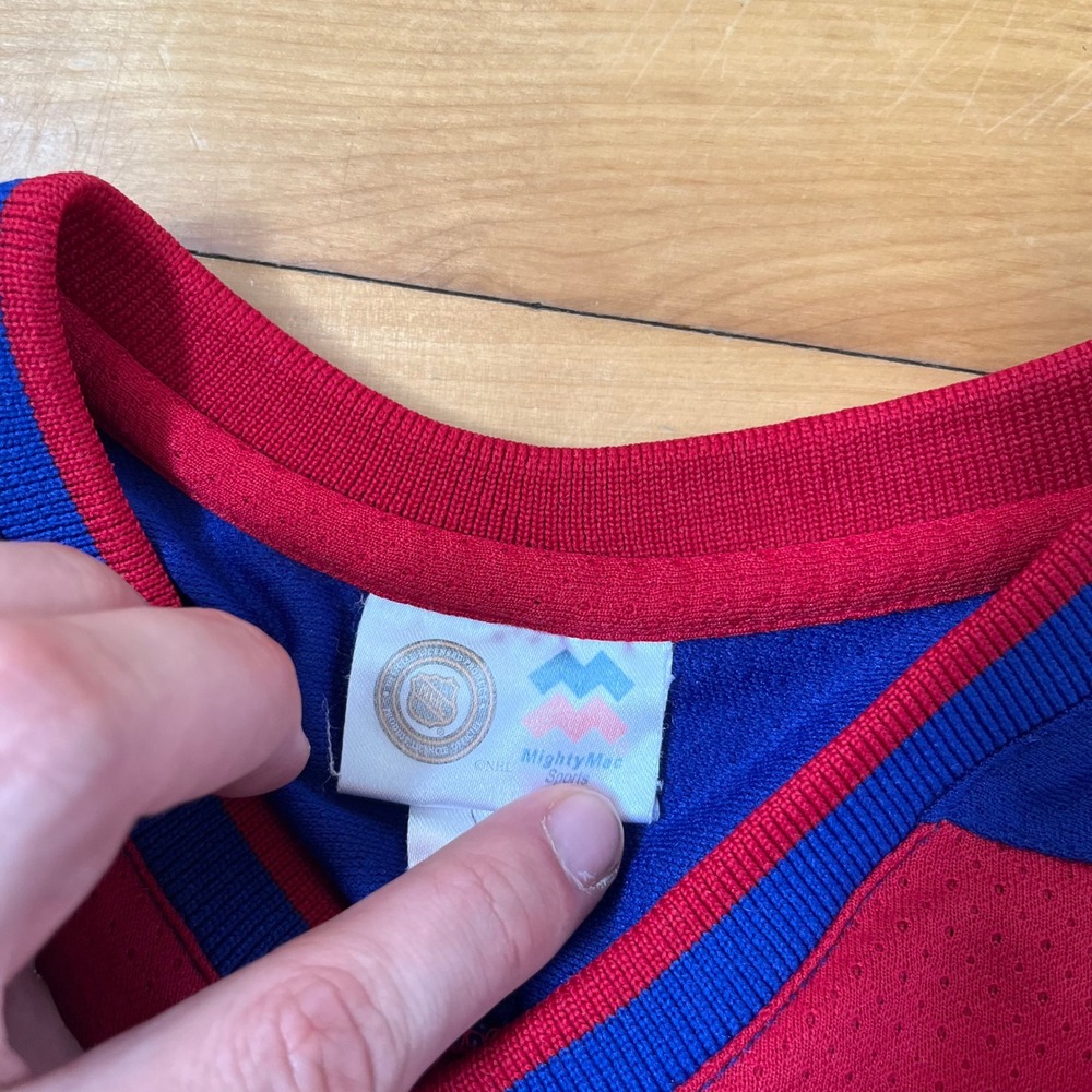 Montreal Canadiens Youth Hockey Jersey Red Blue NHL MightyMac Sports Size 6 - Picture 3 of 6